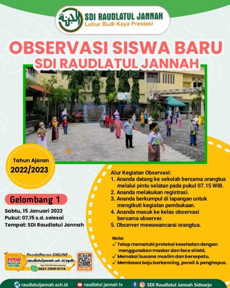 OBSERVASI SISWA BARU SDI RAUDLATUL JANNAH